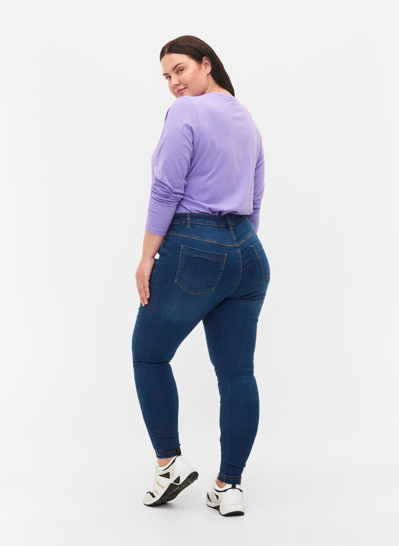 Jeggings i bomuldsblanding, Blue denim, Model image number 1