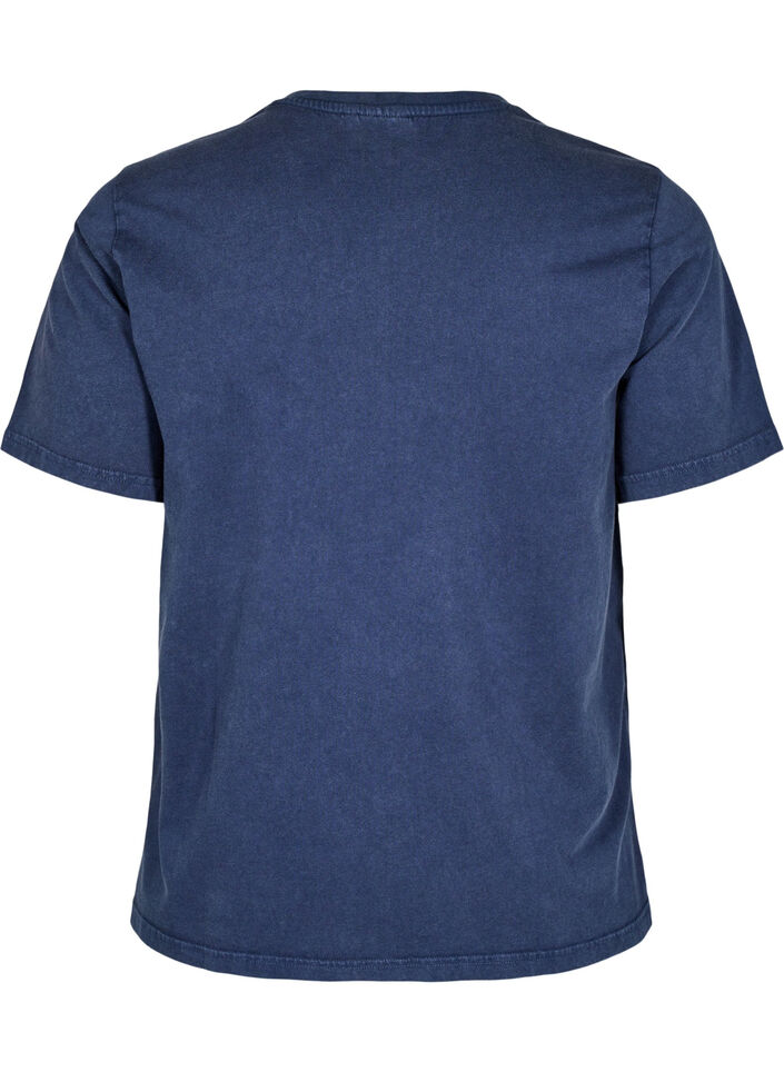 T-shirt med eyelets og print, Navy Washed , Packshot image number 1