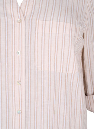 Skjortebluse med knaplukning i bomuldsmix med hør, Sandshell White, Packshot image number 2