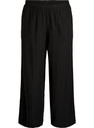 Bukser i h&oslash;r og viskose med vide ben, Sort