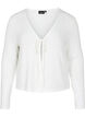 Ribbet cardigan med bindesnøre, White, Packshot image number 0