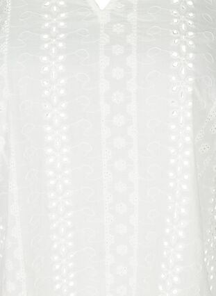 Bomulds bluse med broderi anglaise, Bright White, Packshot image number 2