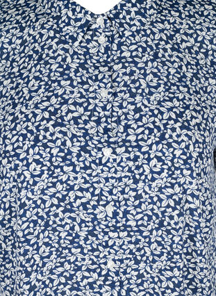 Kortærmet viskose tunika med knapper, Petit Blue Flower, Packshot image number 2