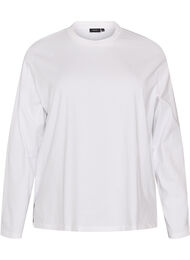 Basis t-shirt med lange &aelig;rmer, Hvid