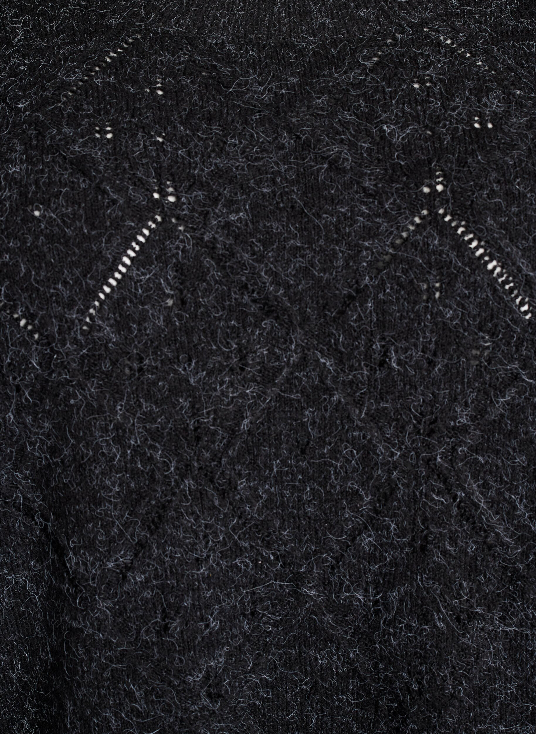 Zizzi Strikbluse med hulm&oslash;nster og ballon&aelig;rmer, Gr&aring;, Packshot image number 2