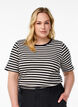 Stribet t-shirt med ribstruktur, Sort, Model image number 0