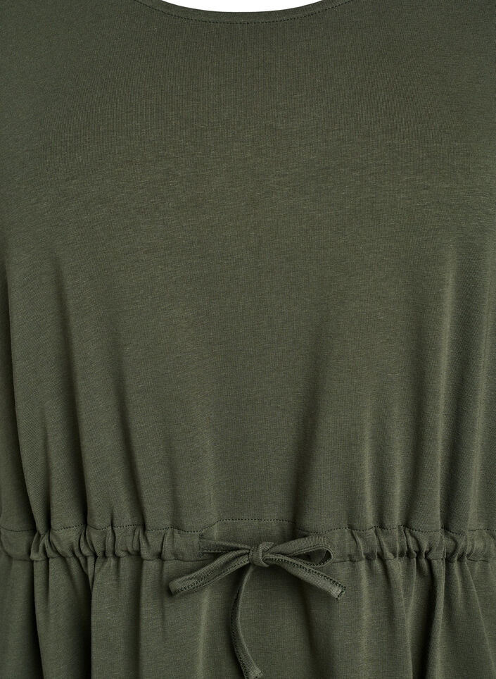 Midikjole i bomuld med korte ærmer, Grøn, Packshot image number 2