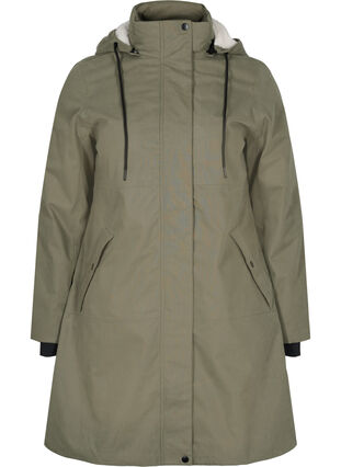 Vandtæt jakke med aftagelig hætte, Dusty Olive, Packshot image number 0