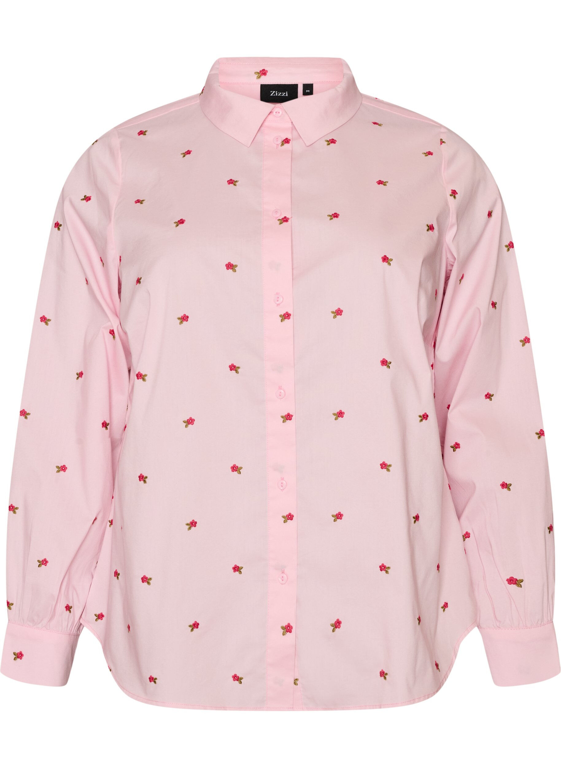 ZizziSkjorte med broderede blomster, Lyser&oslash;d, Packshot image number 0