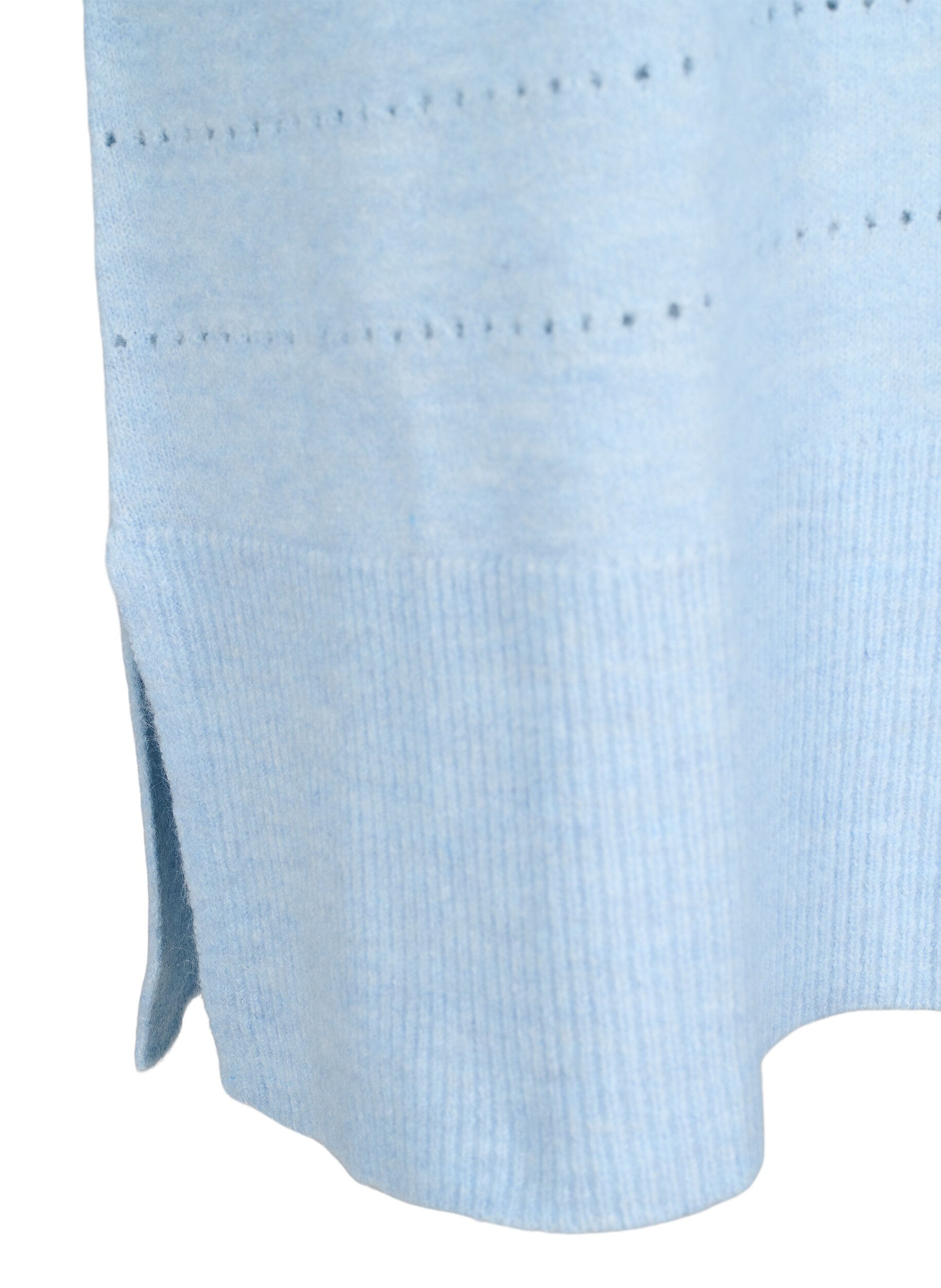 Zizzi Strikkjole med slids og hulm&oslash;nster, Cashmere Blue Mel., Packshot image number 3