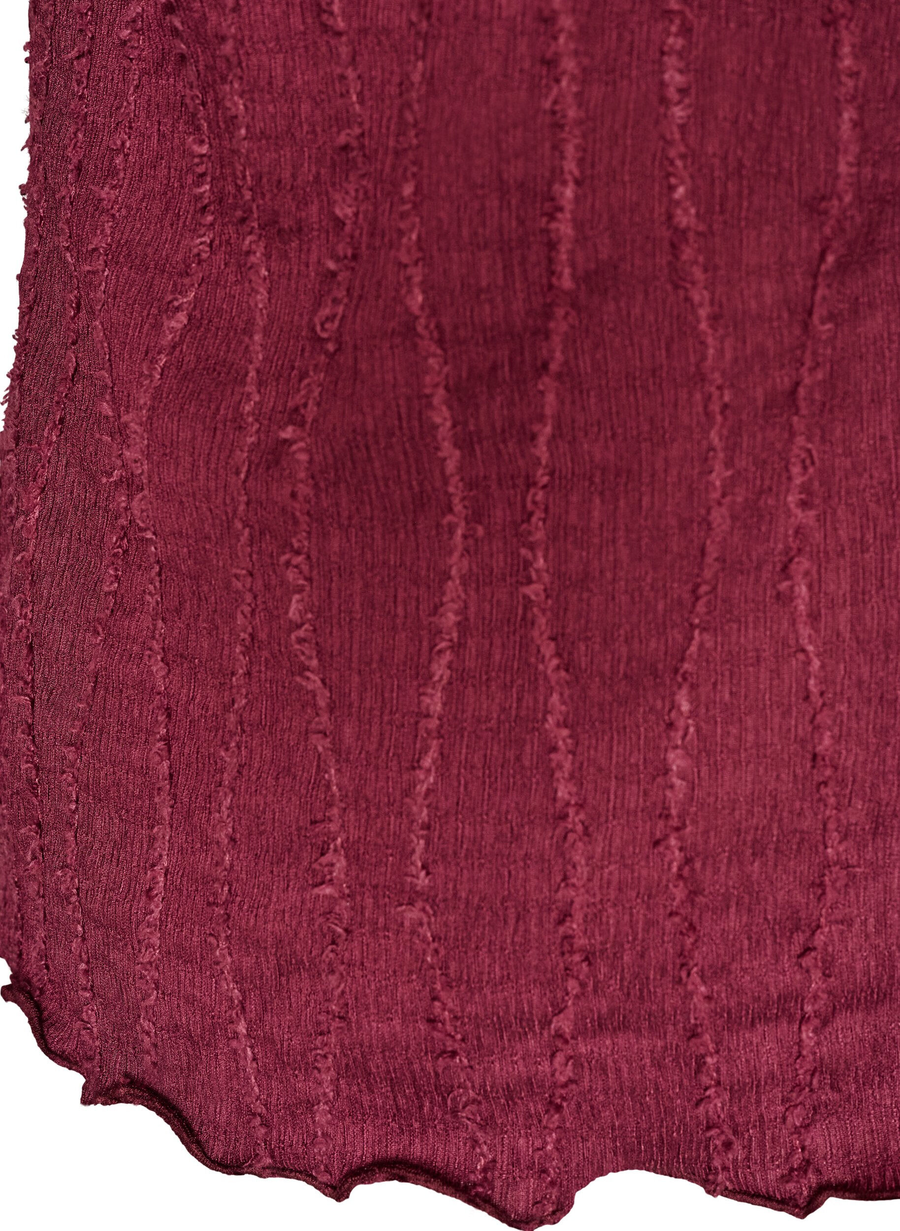 ZizziJerseybluse med b&oslash;lget struktur, R&oslash;d, Packshot image number 3