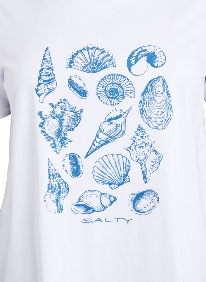 T-shirt med printdetalje, Hvid, Packshot image number 2