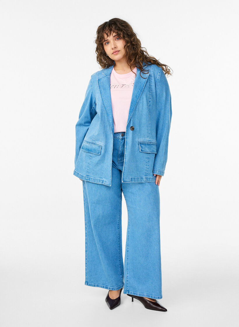 Denim blazer med lommer, Bl&aring;, Model image number 1