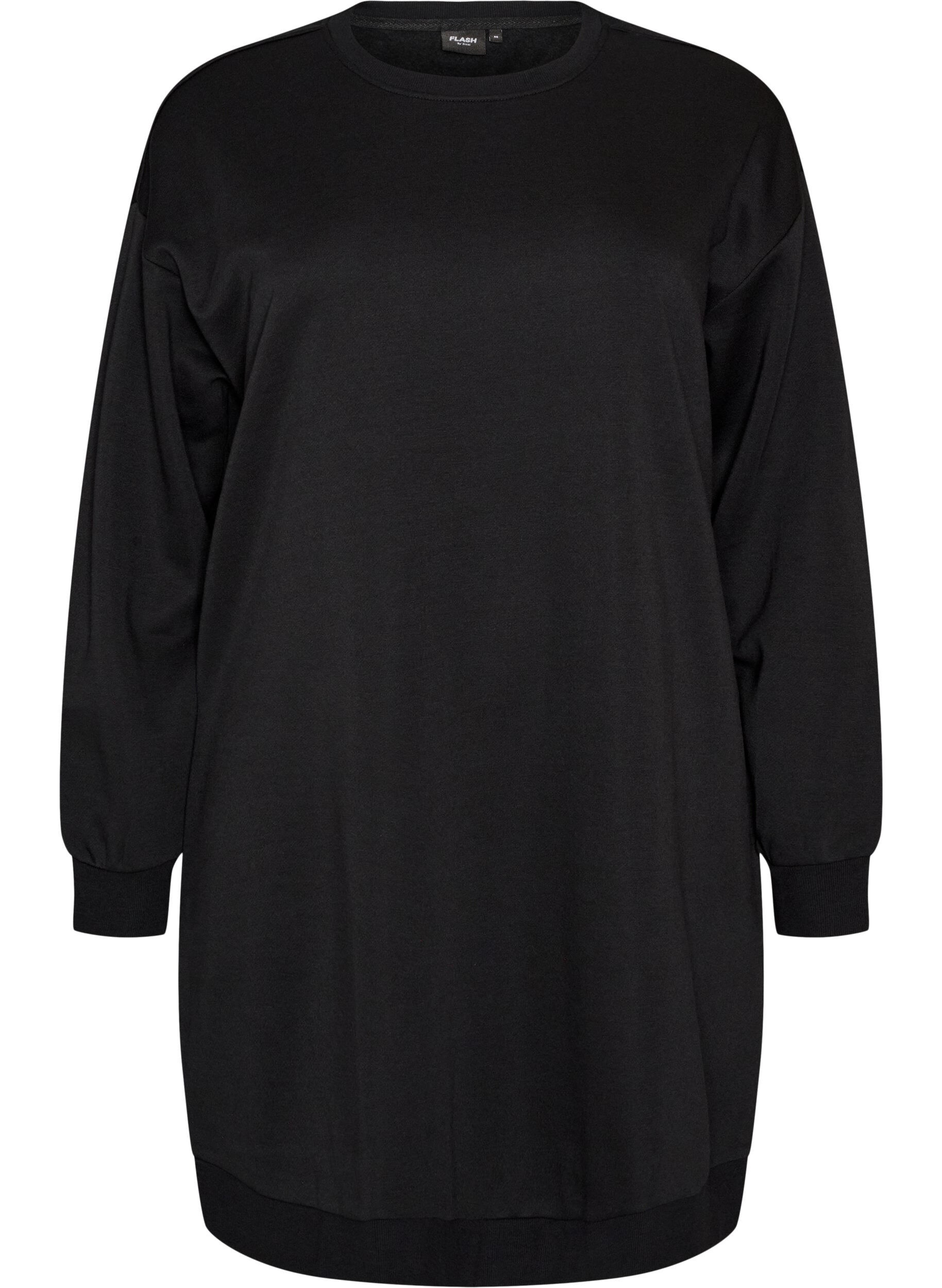 ZizziL&oslash;s sweatkjole med lommer, Sort, Packshot image number 0