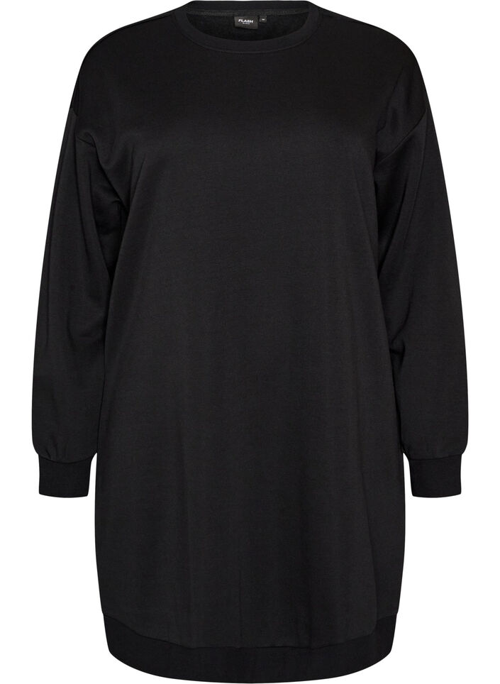 L&oslash;s sweatkjole med lommer, Sort, Packshot image number 0