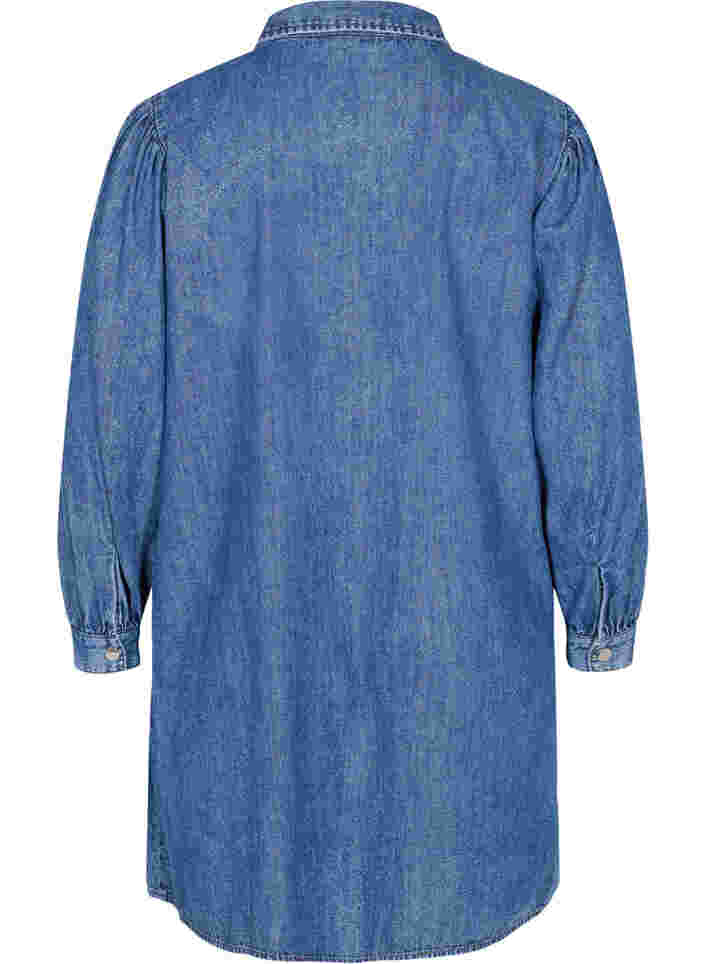 Denim skjortekjole i bomuld, Dark blue denim, Packshot image number 1