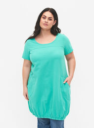 Kortærmet kjole i bomuld, Aqua Green, Model