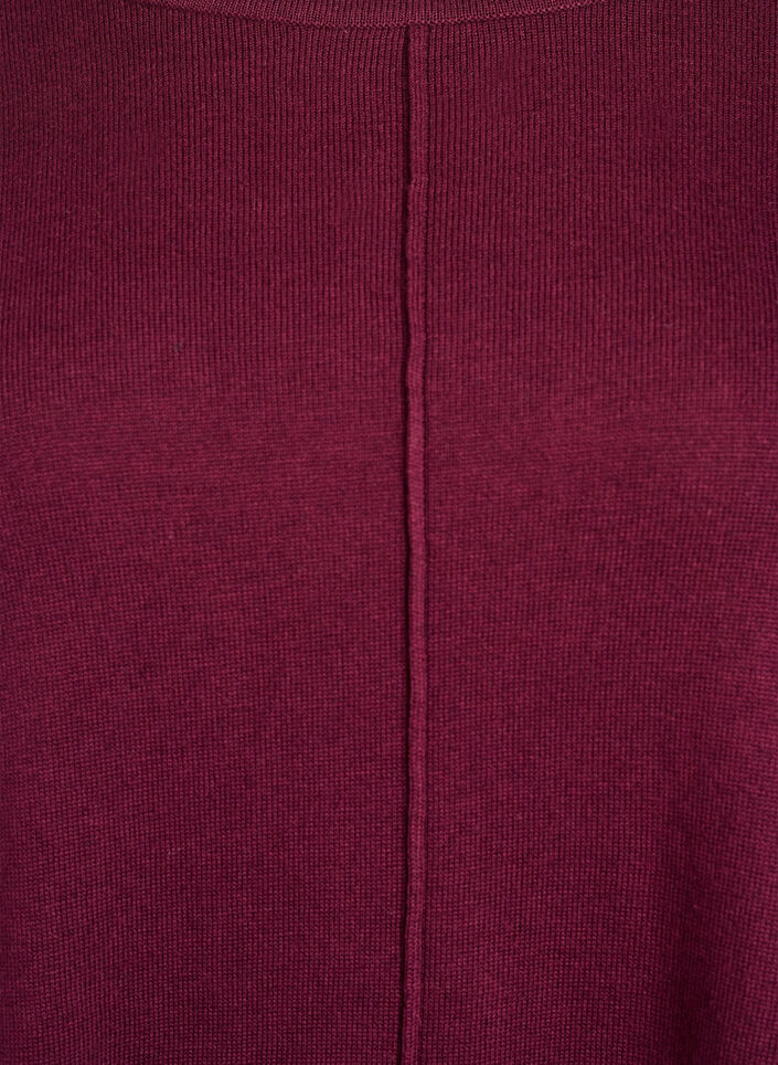 Strikbluse i bomulds-viskosemix, M&oslash;rk Bordeaux, Packshot image number 2