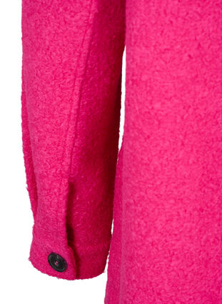 Lang skjortejakke i bouclé look, Fuchsia Red, Packshot image number 4