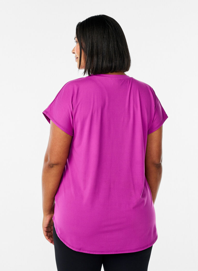 Kort&aelig;rmet tr&aelig;nings t-shirt med v-hals, Lilla, Model image number 2