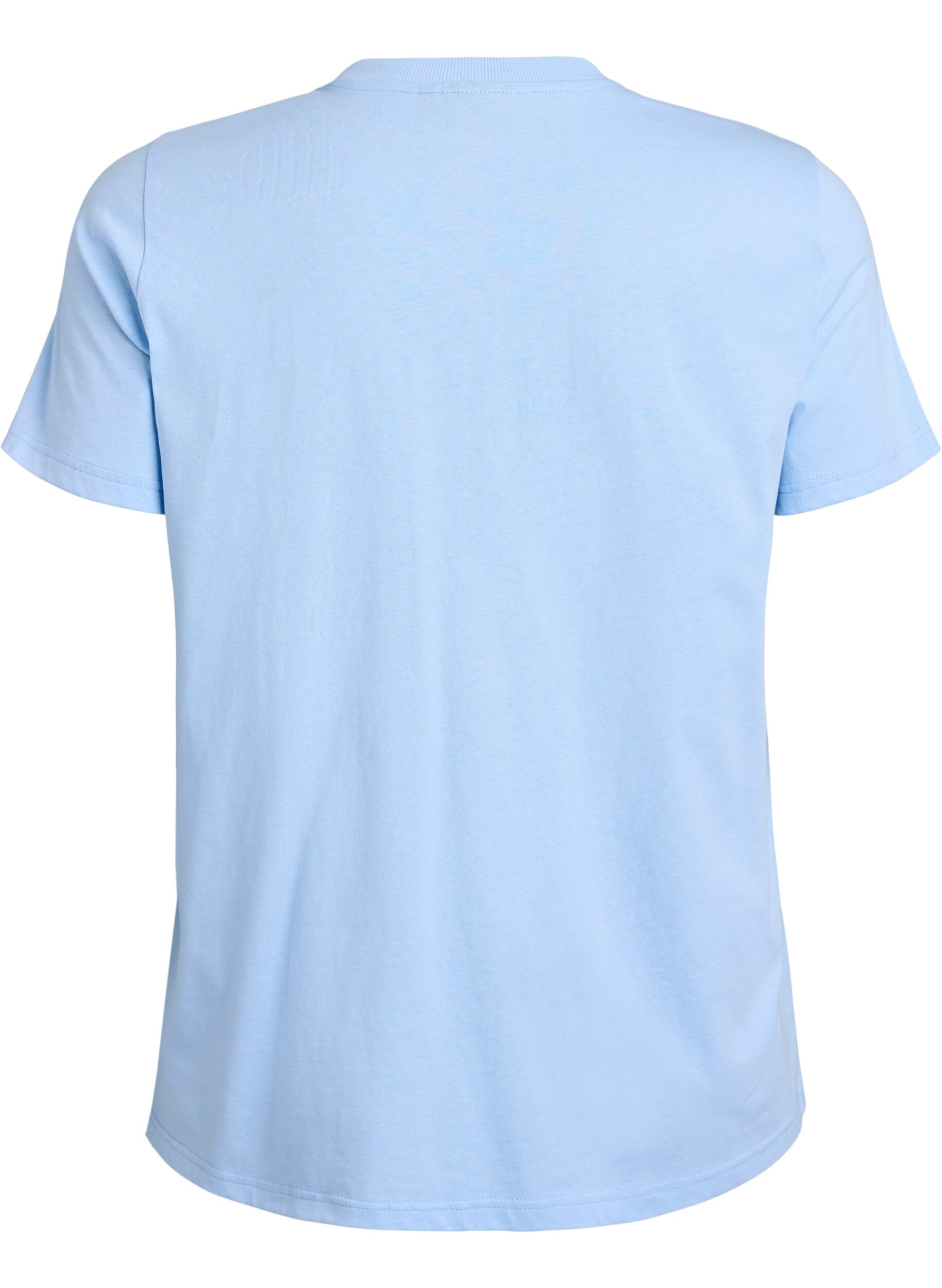 ZizziBasis t-shirt i bomuld med rund hals, Bl&aring;, Packshot image number 1