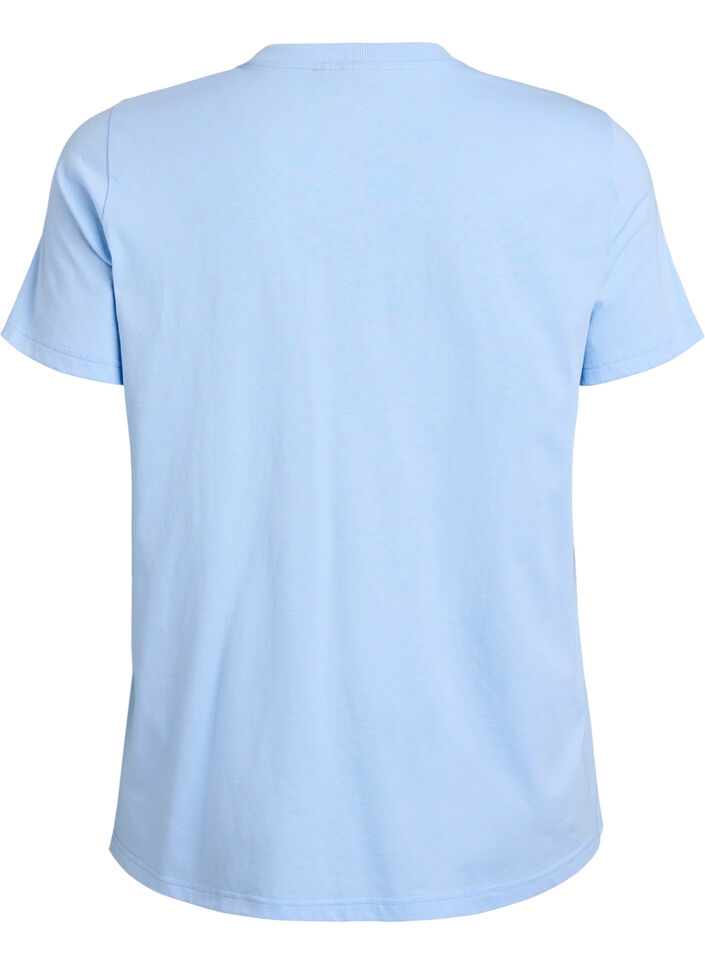 Basis t-shirt i bomuld med rund hals, Bl&aring;, Packshot image number 1