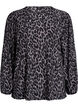 Bluse med lange &aelig;rmer og leoprint, Gr&aring;, Packshot image number 0