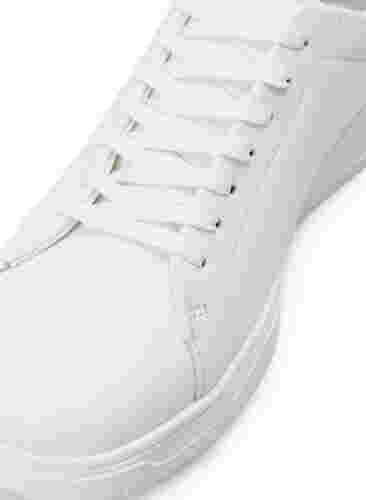 Wide fit læder sneakers, White, Packshot image number 1
