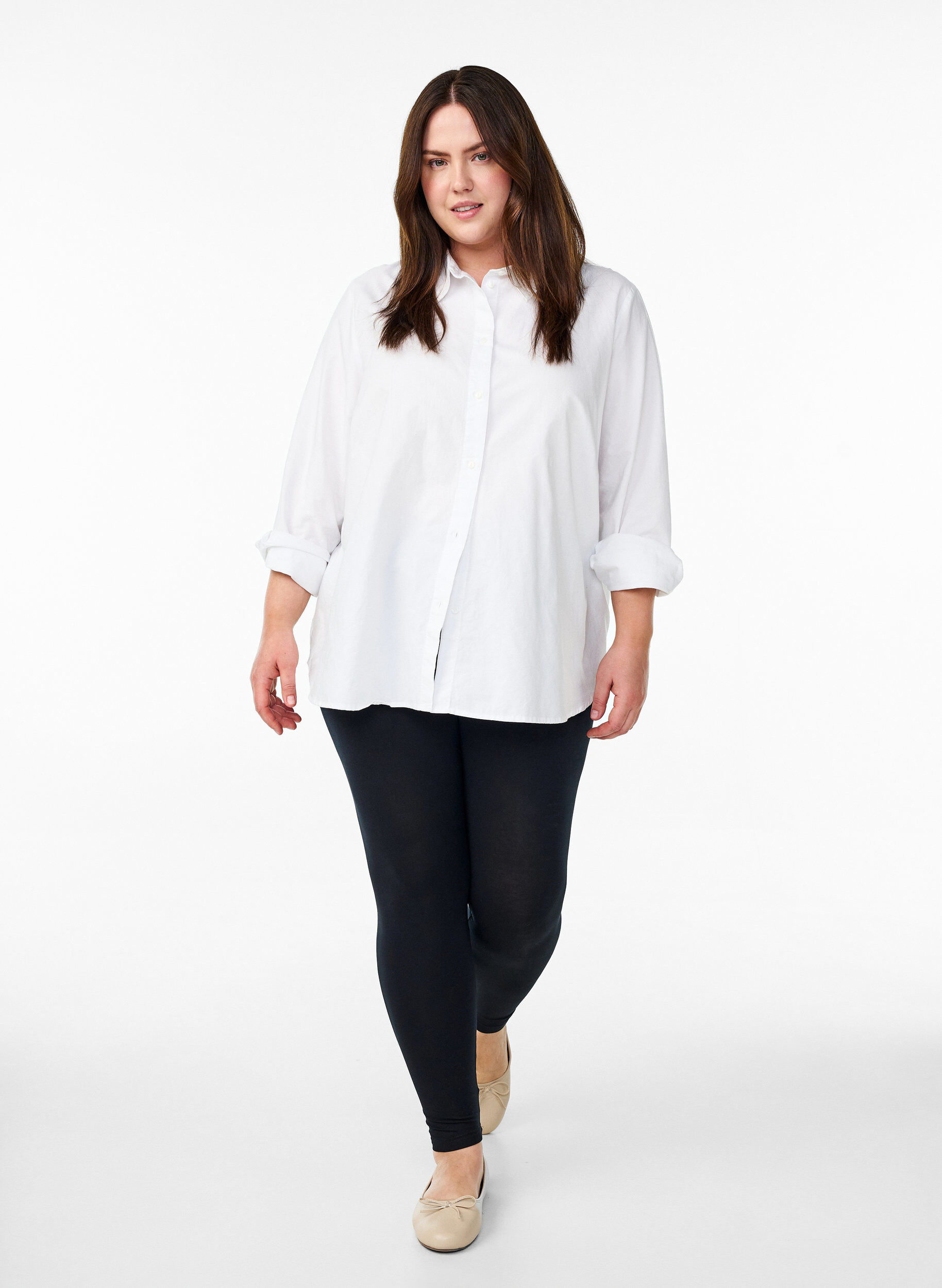 Zizzi Basis leggings i viskose, Sort, Model image number 1