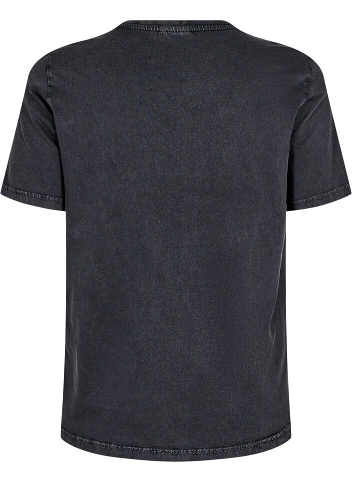 T-shirt med eyelets og print, Grey Washed , Packshot image number 1