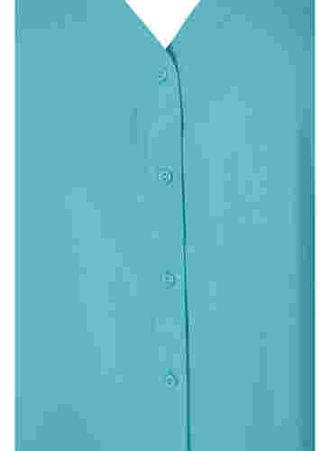 Viskose top med knapper, Aqua Sea, Packshot image number 2