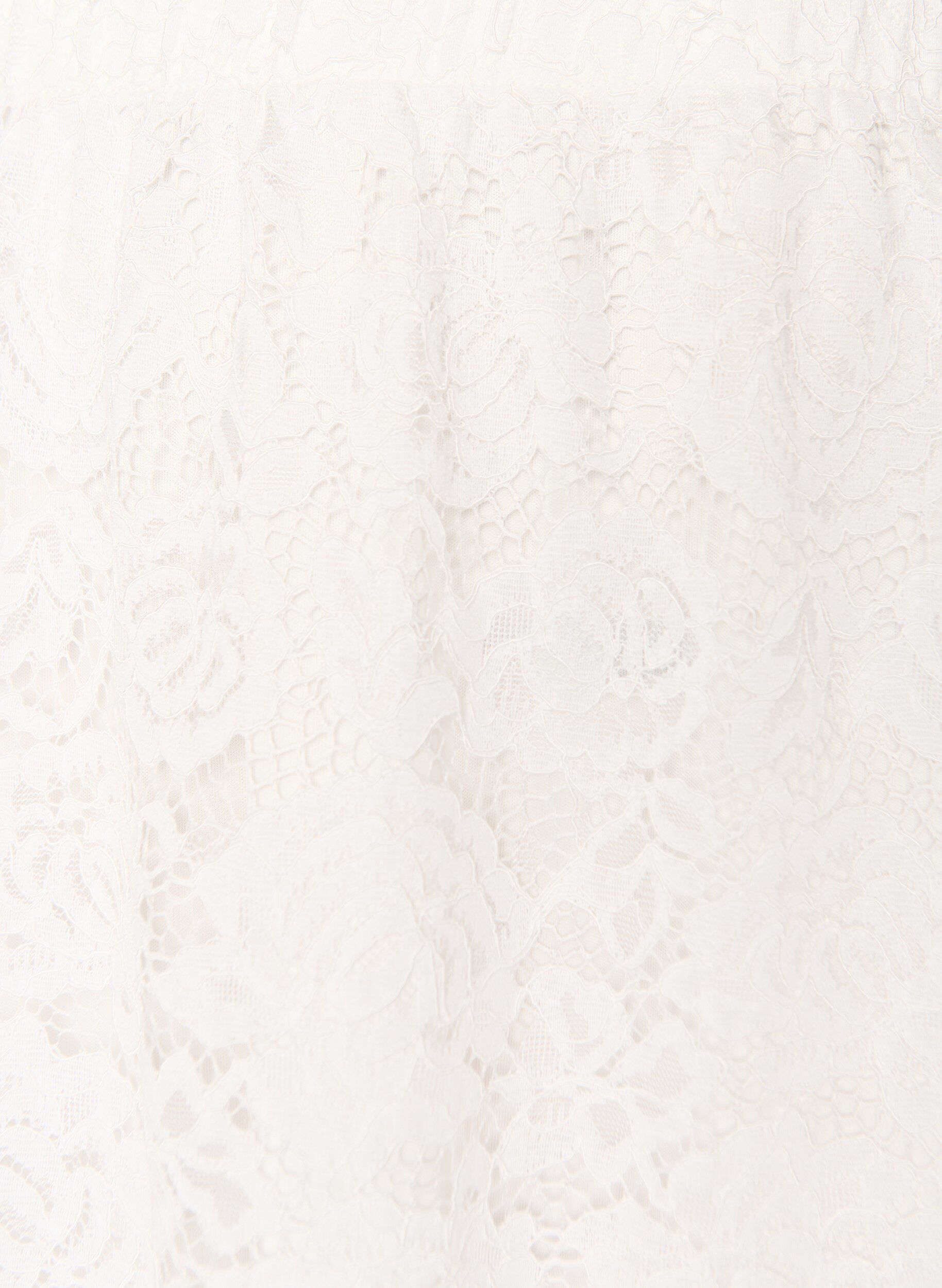 Zizzi Midinederdel i blonde med elastisk talje, Hvid, Packshot image number 2