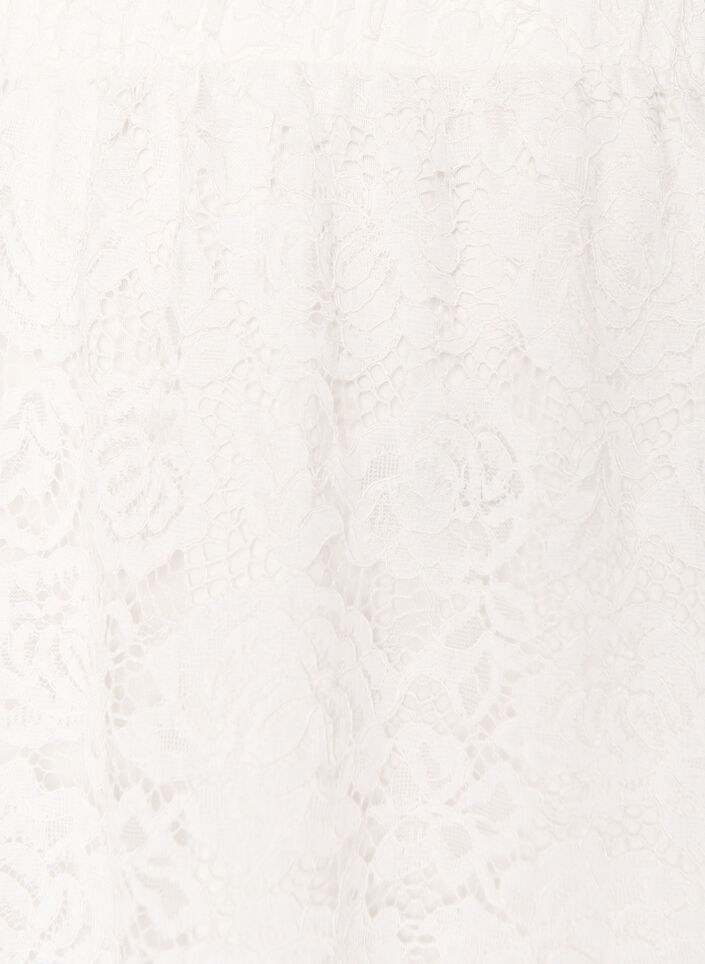 Midinederdel i blonde med elastisk talje, Hvid, Packshot image number 2