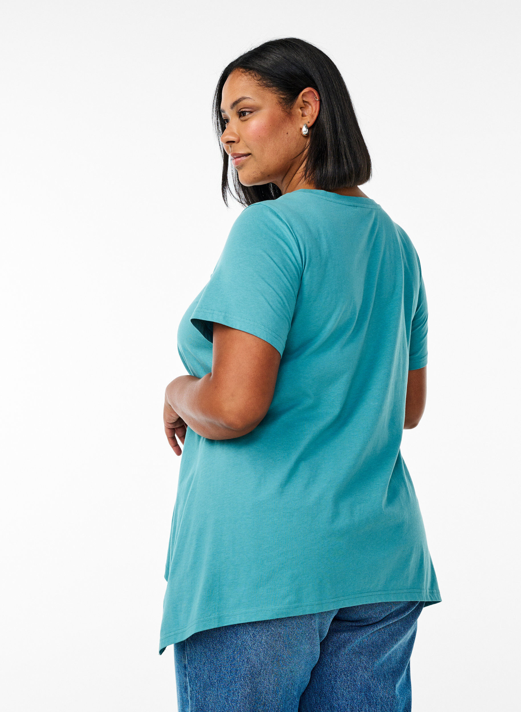ZizziT-shirt med rund hals og A-facon, Gr&oslash;n, Model image number 2