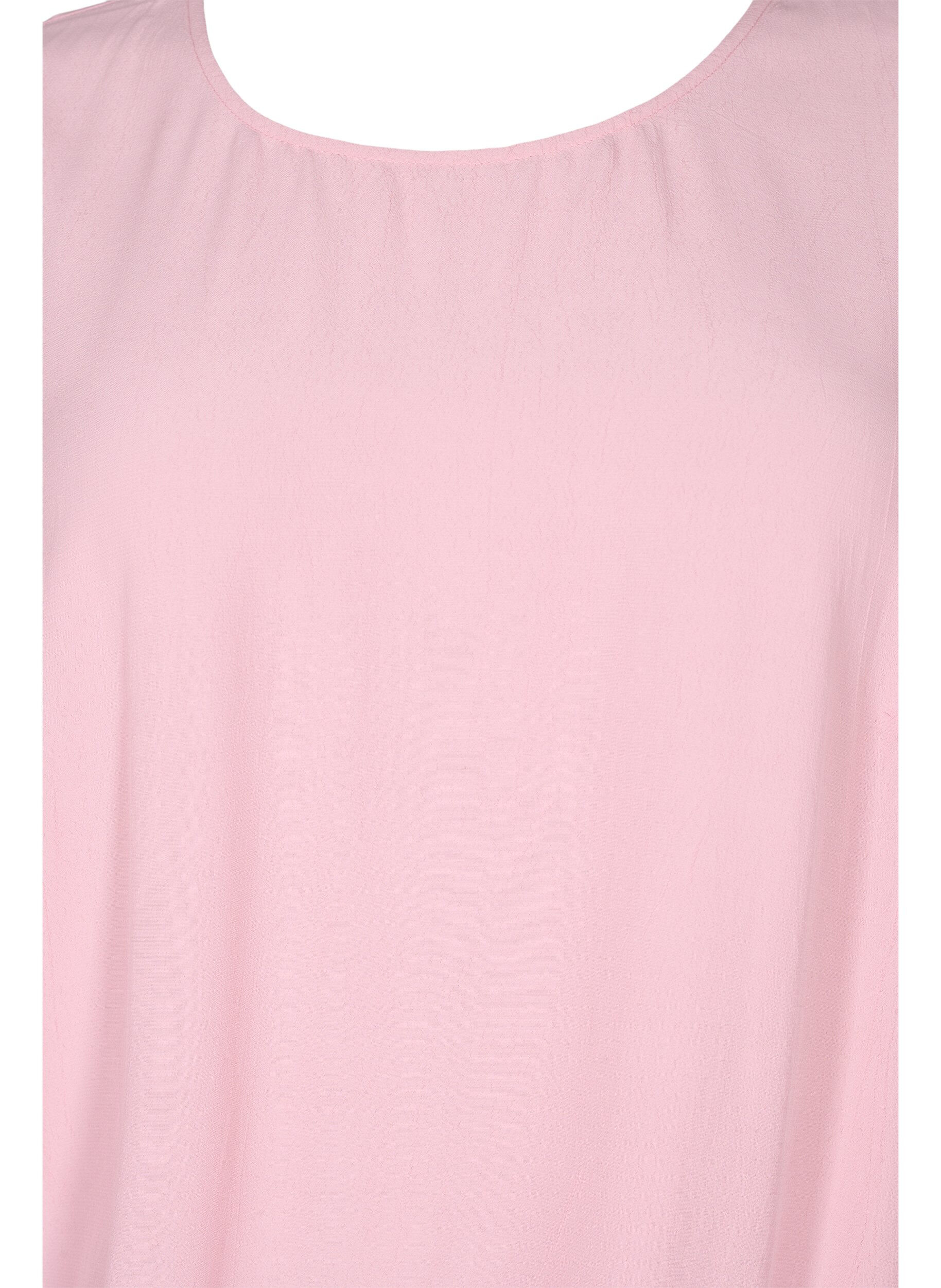 Zizzi Ensfarvet viskosebluse med ballon-effekt, Zephyr, Packshot image number 2