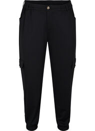 Løse bukser med elastikkant og lommer, Black