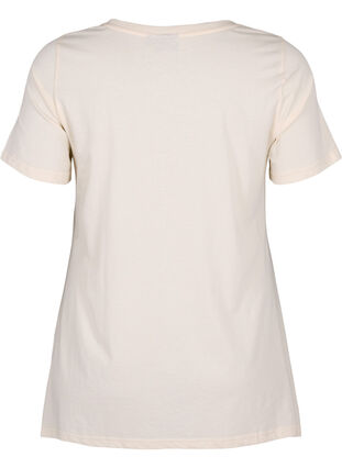 T-shirt i bomuld med teksttryk, Buttercream HAPPY, Packshot image number 1