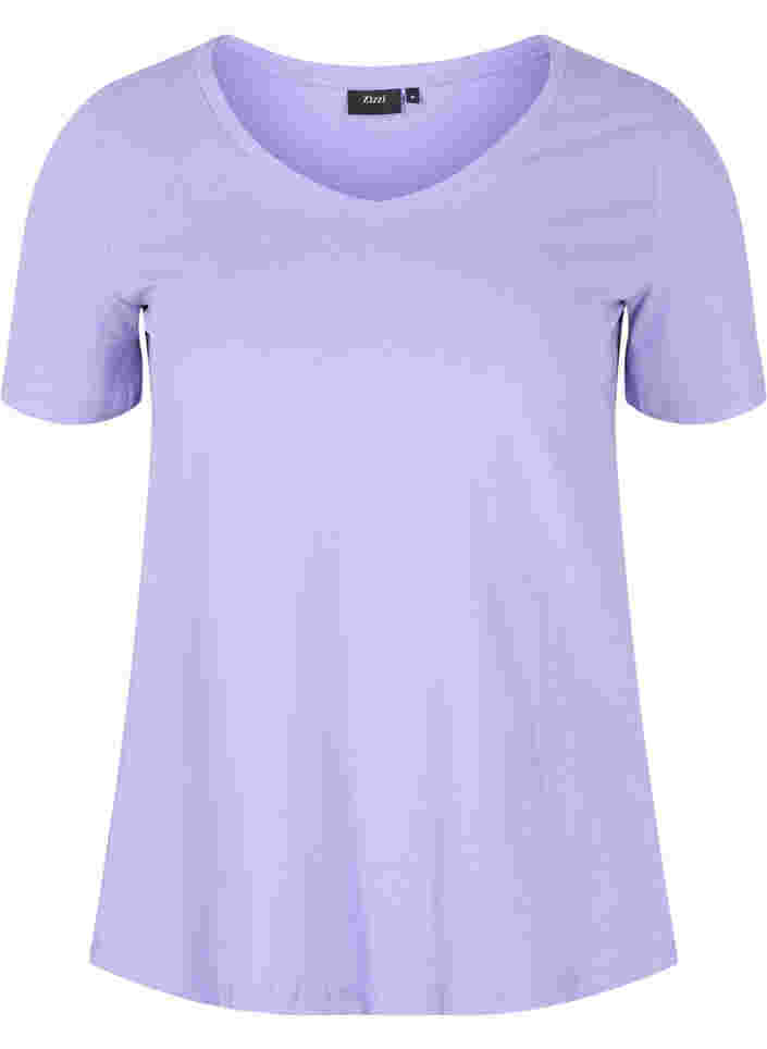 Ensfarvet basis t-shirt i bomuld, Paisley Purple, Packshot image number 0