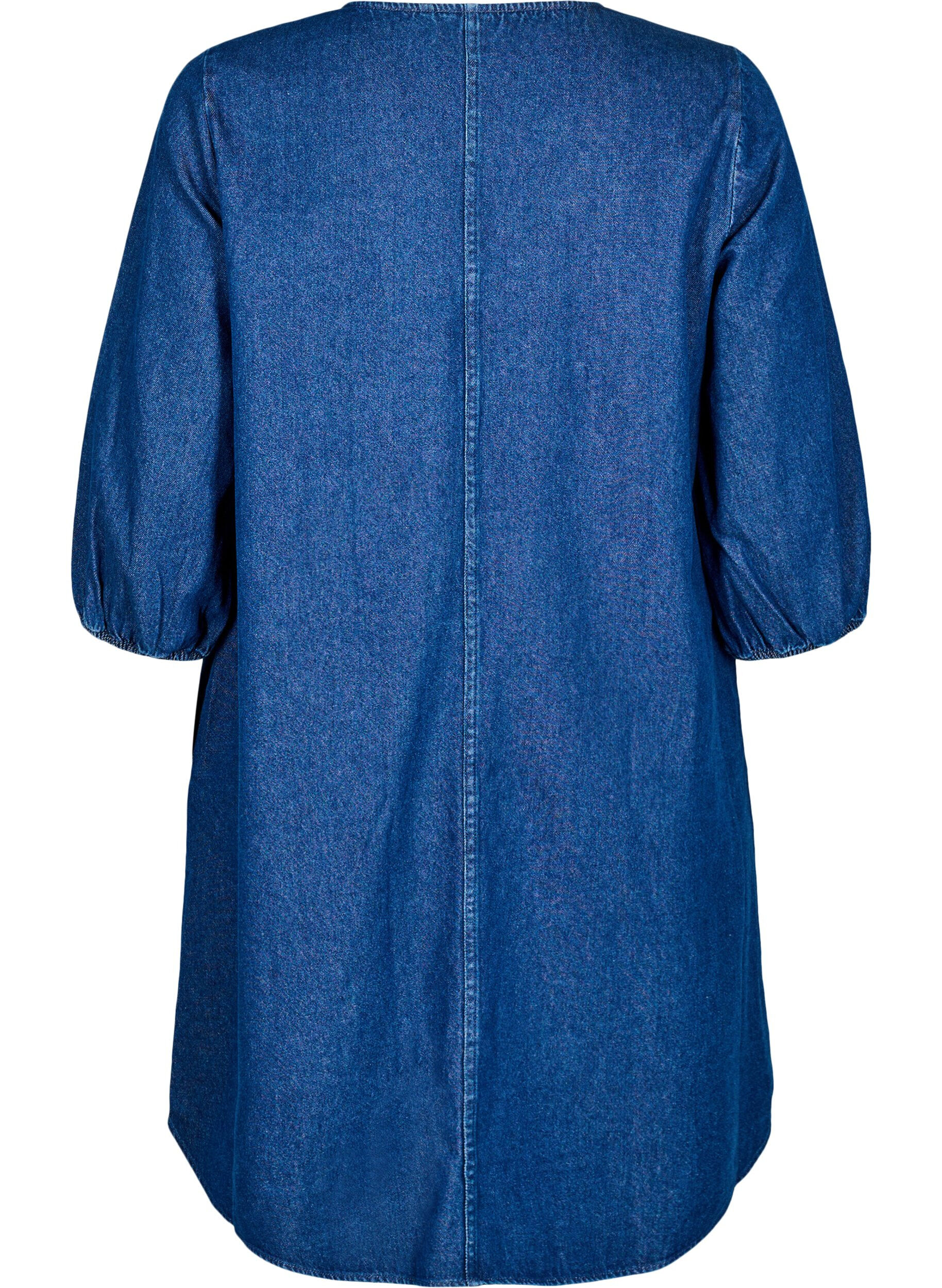 ZizziKort denimkjole med 3/4 &aelig;rmer, Bl&aring;, Packshot image number 1