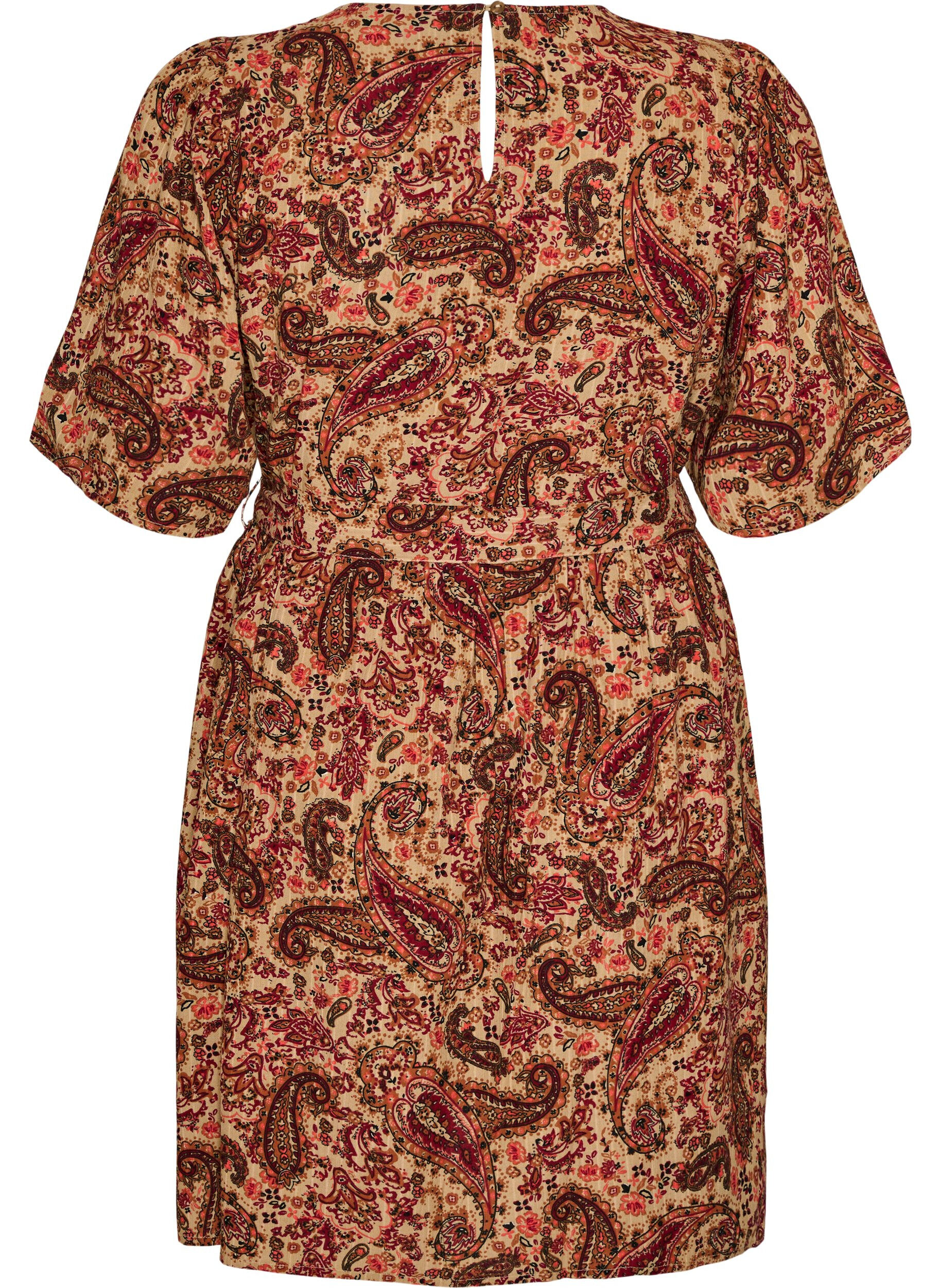 ZizziKjole med paisleyprint og bindeb&aring;nd, Brun, Packshot image number 1