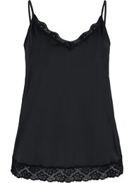 Nat top med blondedetaljer, Black