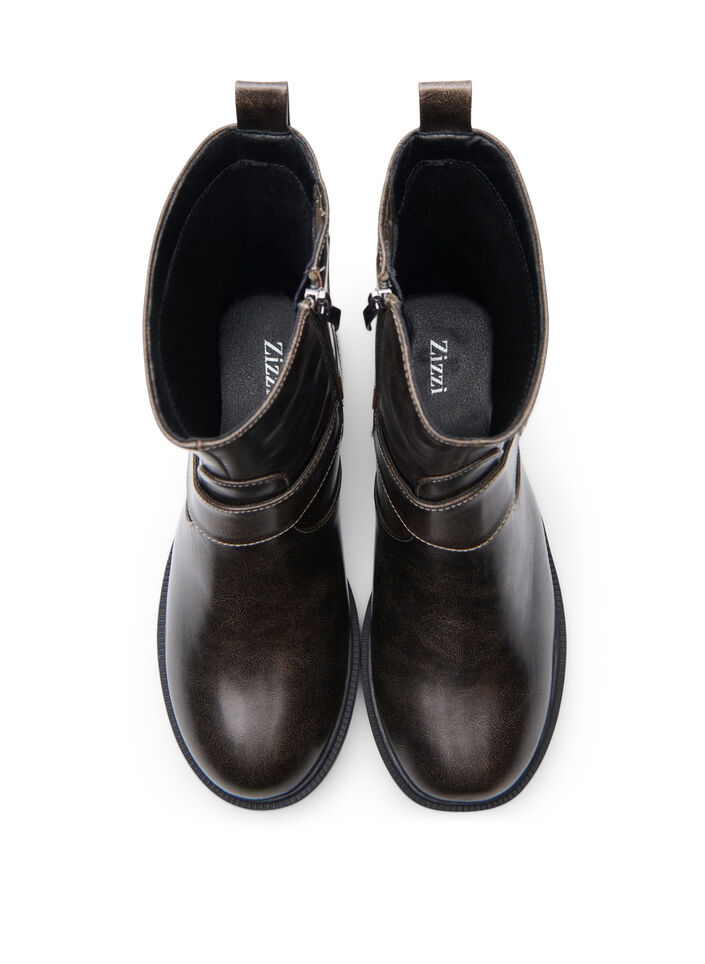 Wide fit - Kort bikerstøvle, Brun, Packshot image number 2