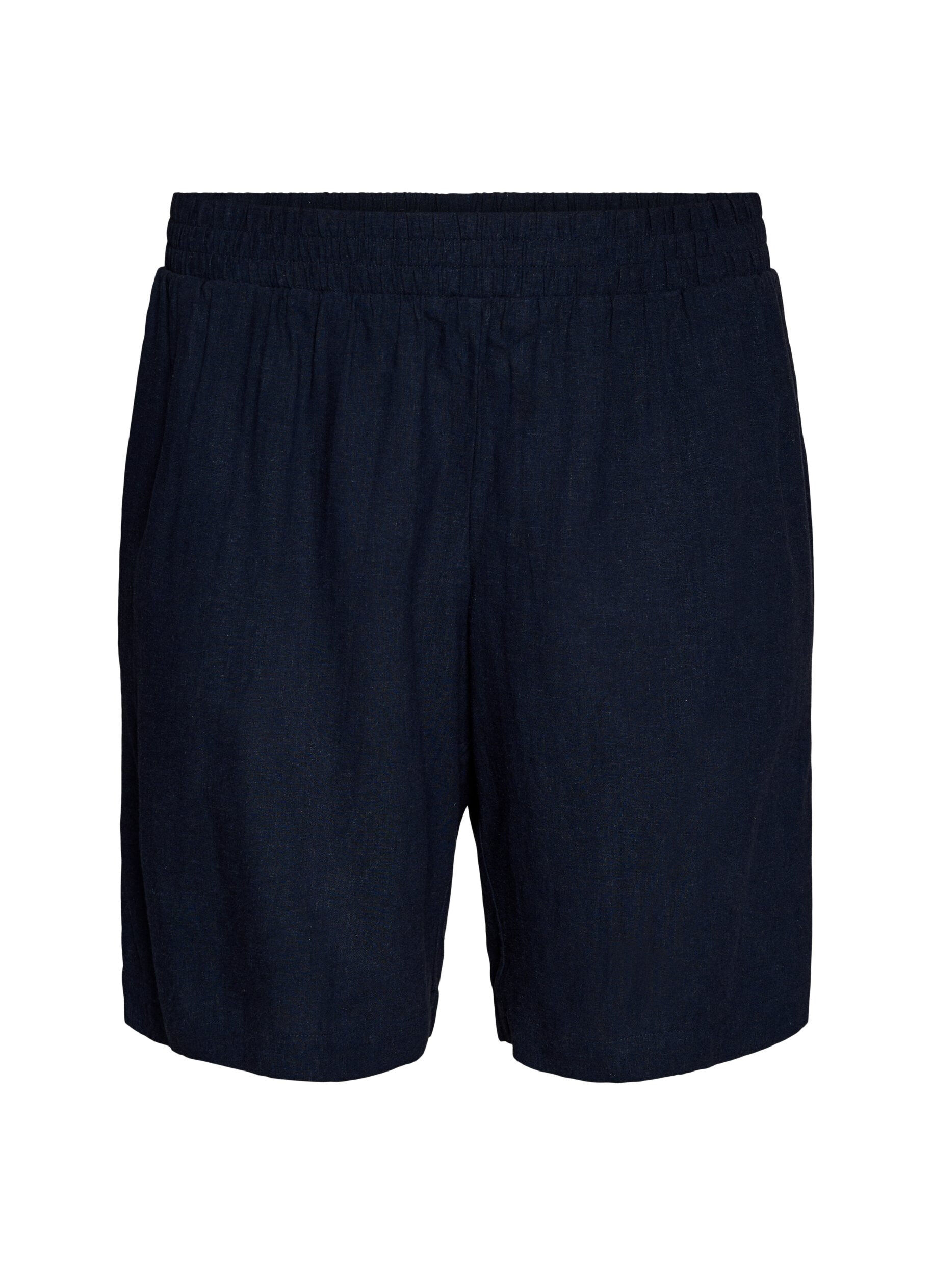 Zizzi Shorts i h&oslash;r og viskose med h&oslash;j talje, Bl&aring;, Packshot image number 0