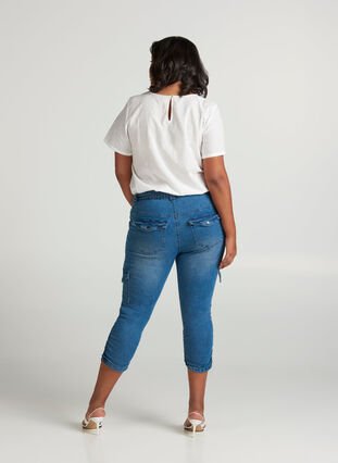 Nille capri jeans, Blue denim, Model image number 0