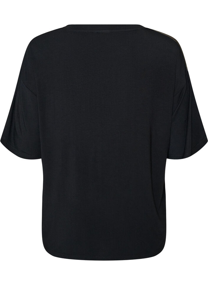 Nat T-shirt i modal med kontrastb&aring;nd, Sort, Packshot image number 1