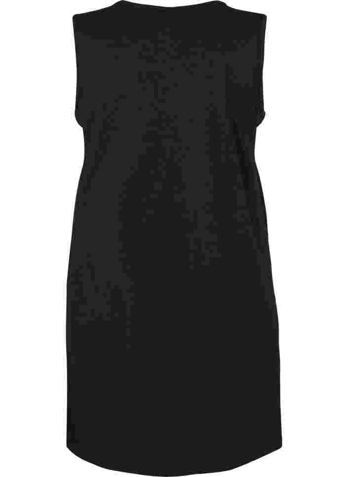 Ærmeløs natkjole med v-hals og string, Black, Packshot image number 1