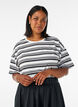 Boxy T-shirt med stribet m&oslash;nster, Sort, Model image number 0