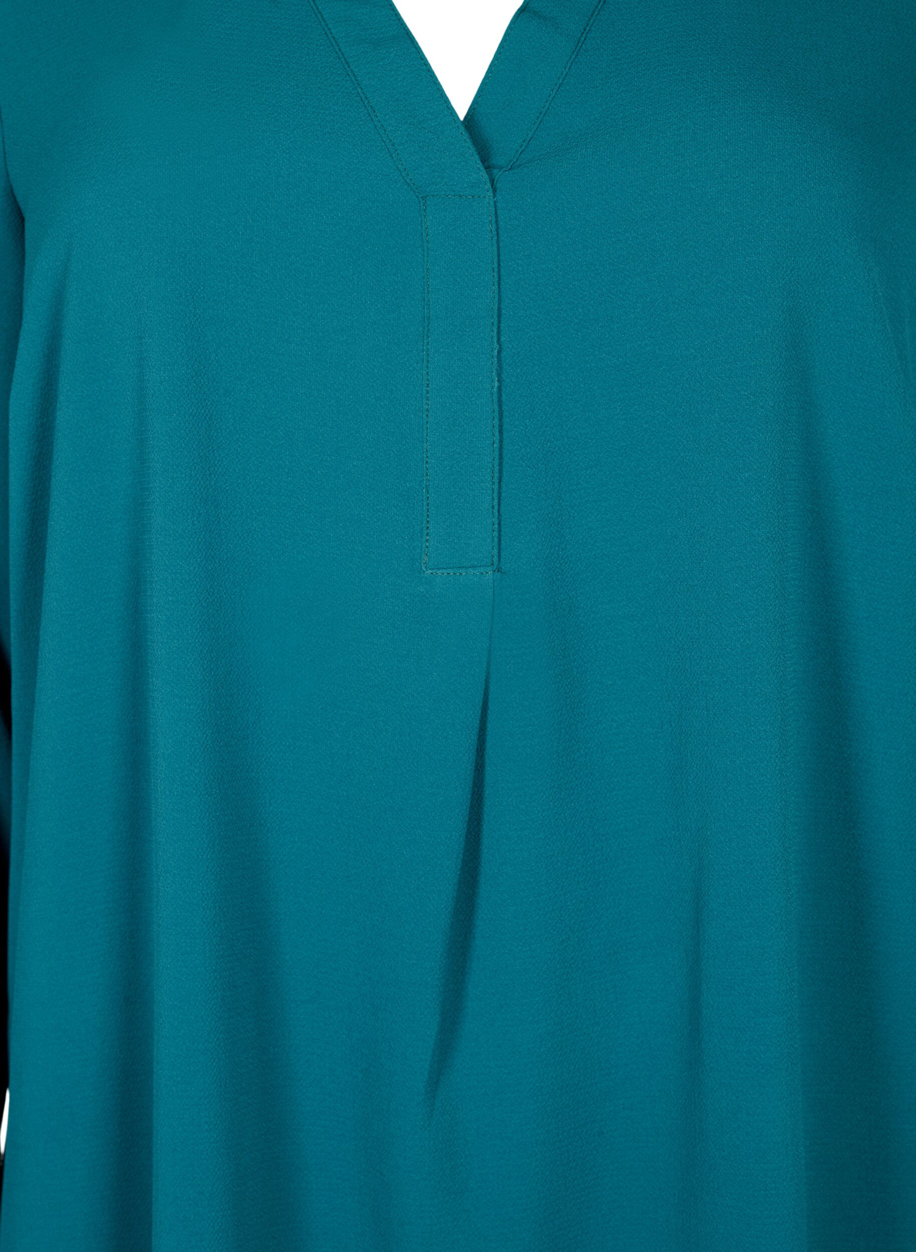 Zizzi Lang&aelig;rmet kjole med v-udsk&aelig;ring, Deep Teal, Packshot image number 2