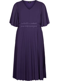 Plissé kjole med korte ærmer, Purple Velvet