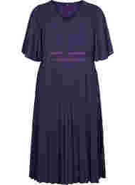 Plissé kjole med korte ærmer, Purple Velvet